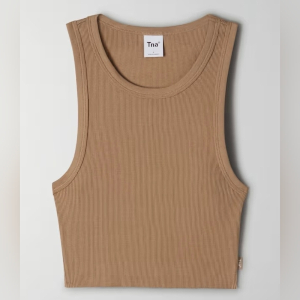 ARITZIA TNA Beige Ribbed Cropped Racer Tank - Picture 5 of 8